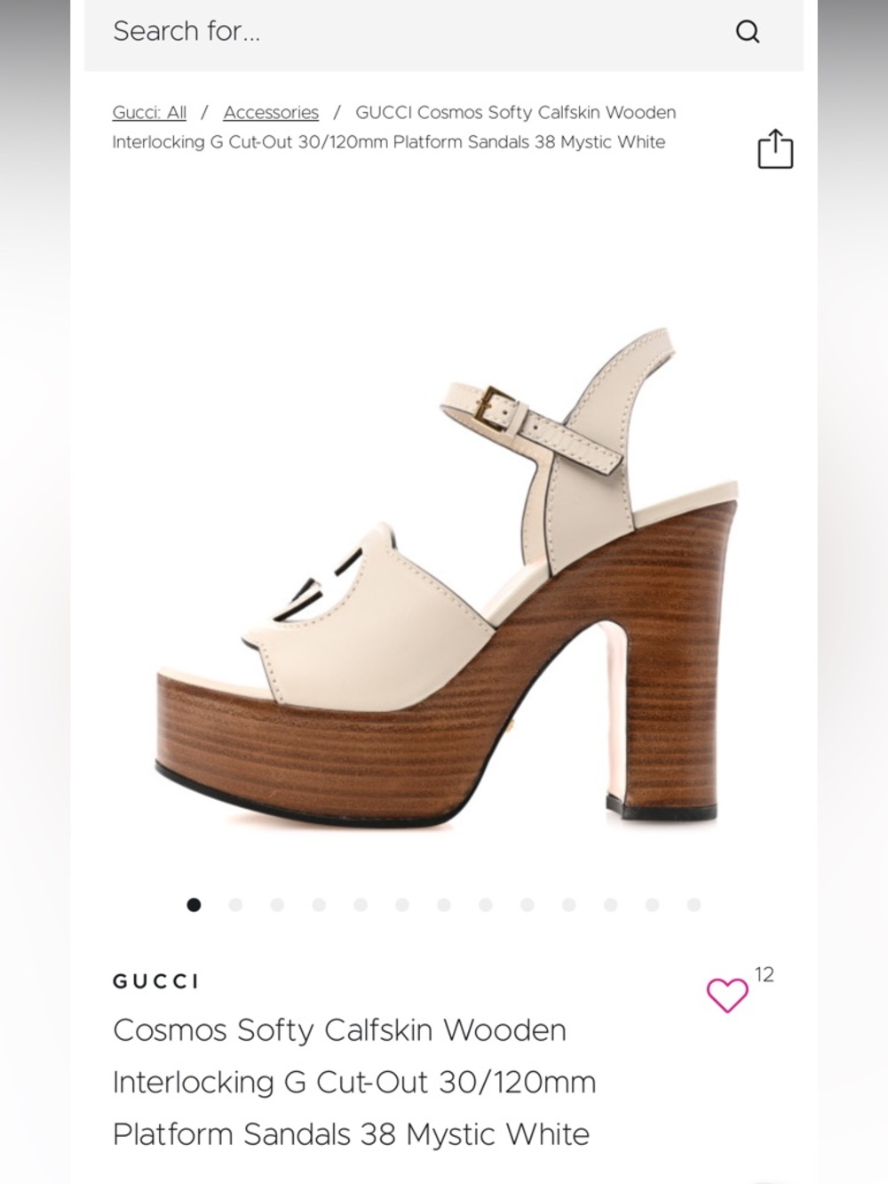 Gucci Cream Leather Platform Sandals with Wood-Effect Heel - Picture 14 of 15
